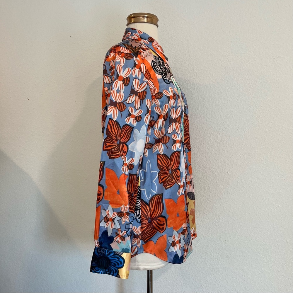 Acne Studios 34 Buse Floral Long-Sleeve Boyfriend Shirt - Picture 16 of 17